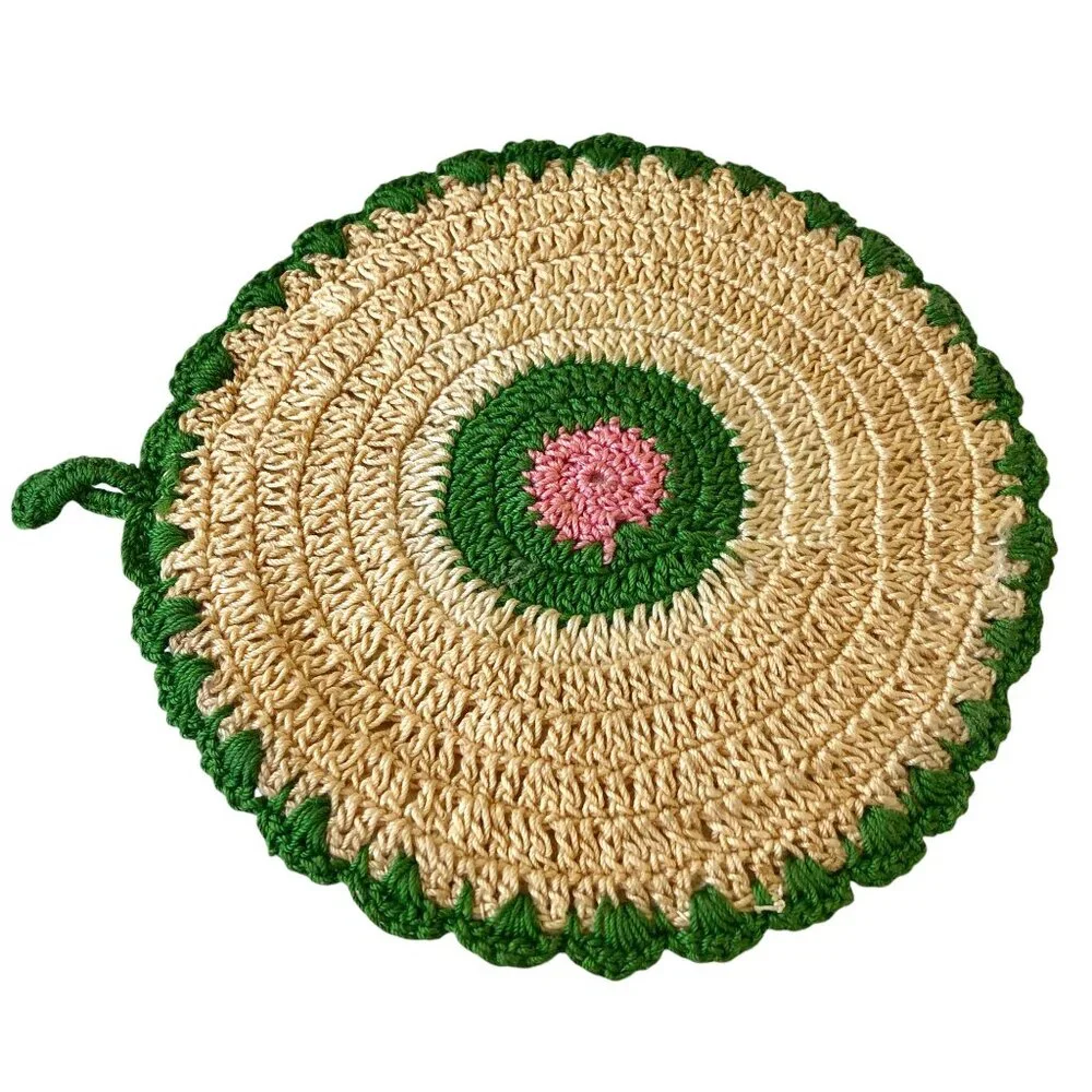 Potholder Hot Pad Hand Crochet Granny Chic Vintage Lot of 3 Small
